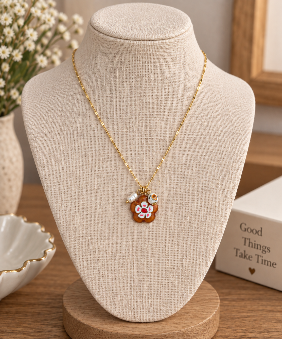 Vintage Bloom Charm Necklace 🌼