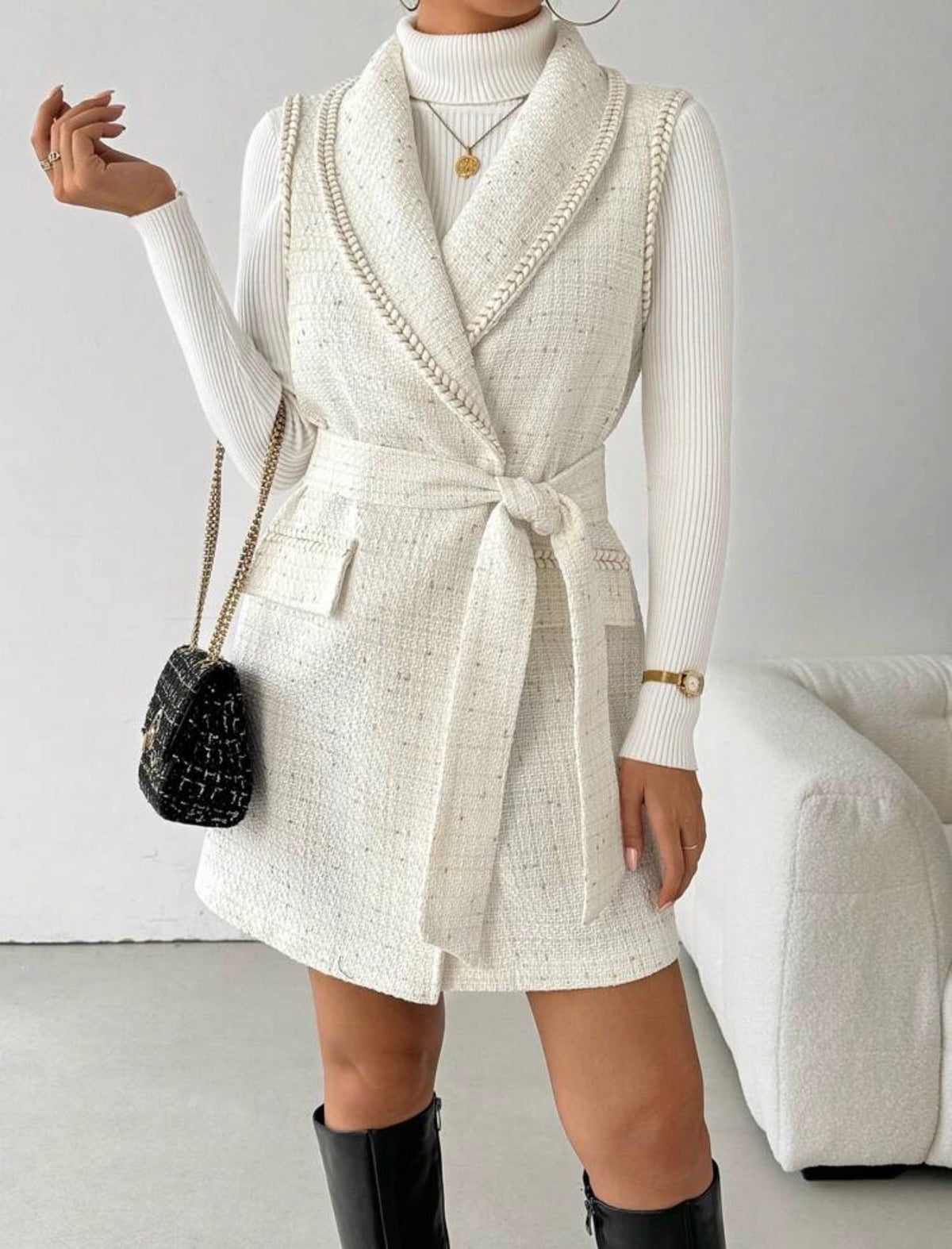 The Ivory & Gold Belted Vest ✨