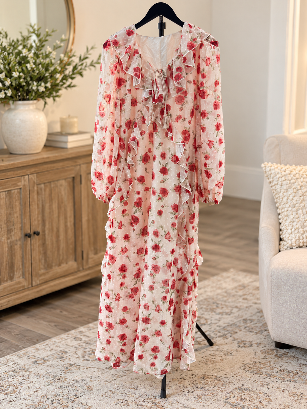Bohemela Rose Ruffle Maxi Dress