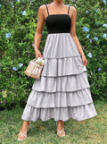 Black & Gray Tiered Maxi Dress