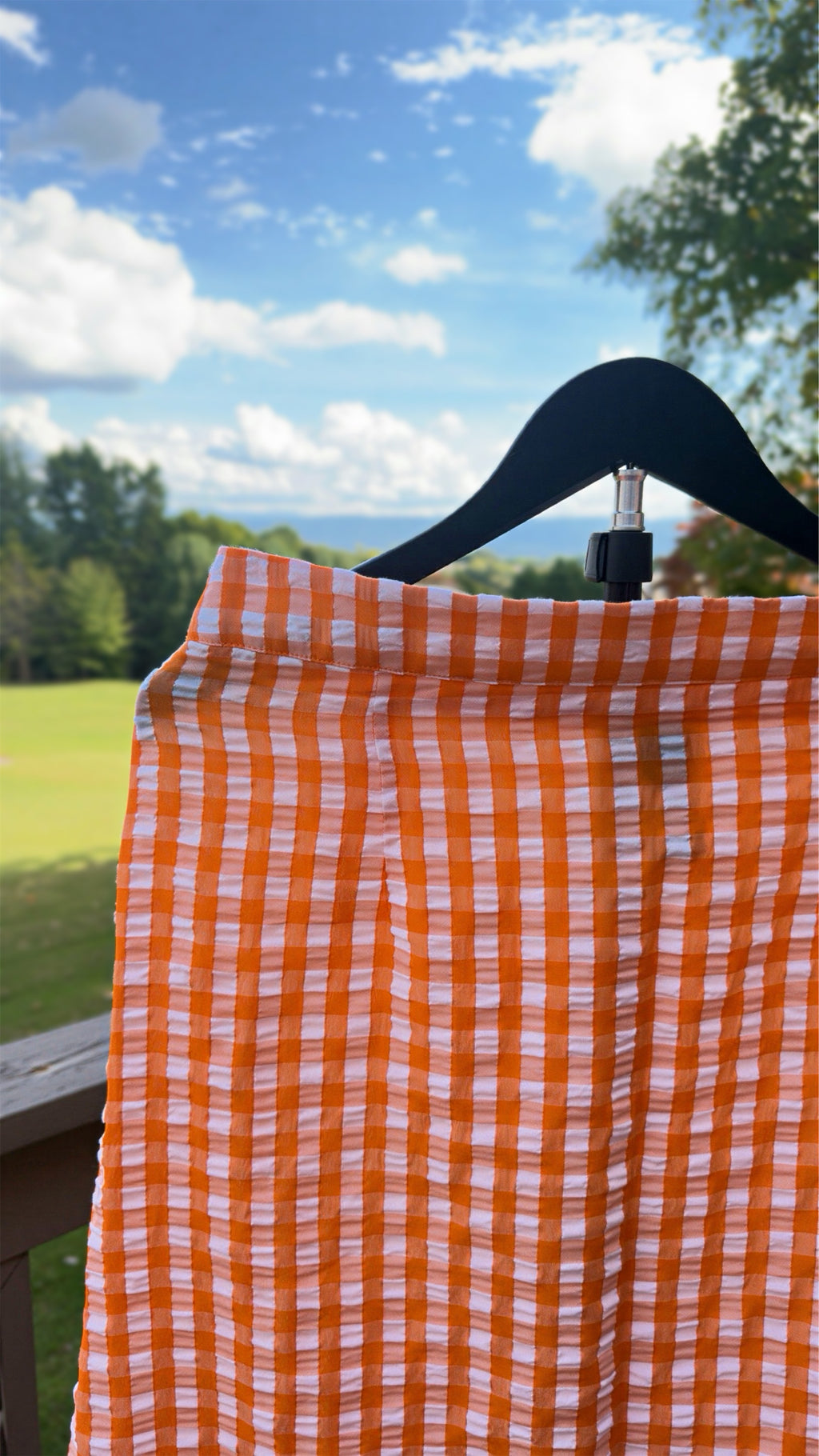 Orange Gingham Ruffle Maxi Skirt