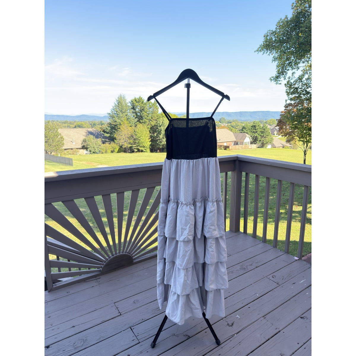 Black & Gray Tiered Maxi Dress