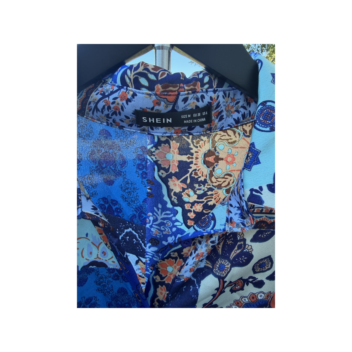 Blue Paisley Tie-Waist Midi Dress