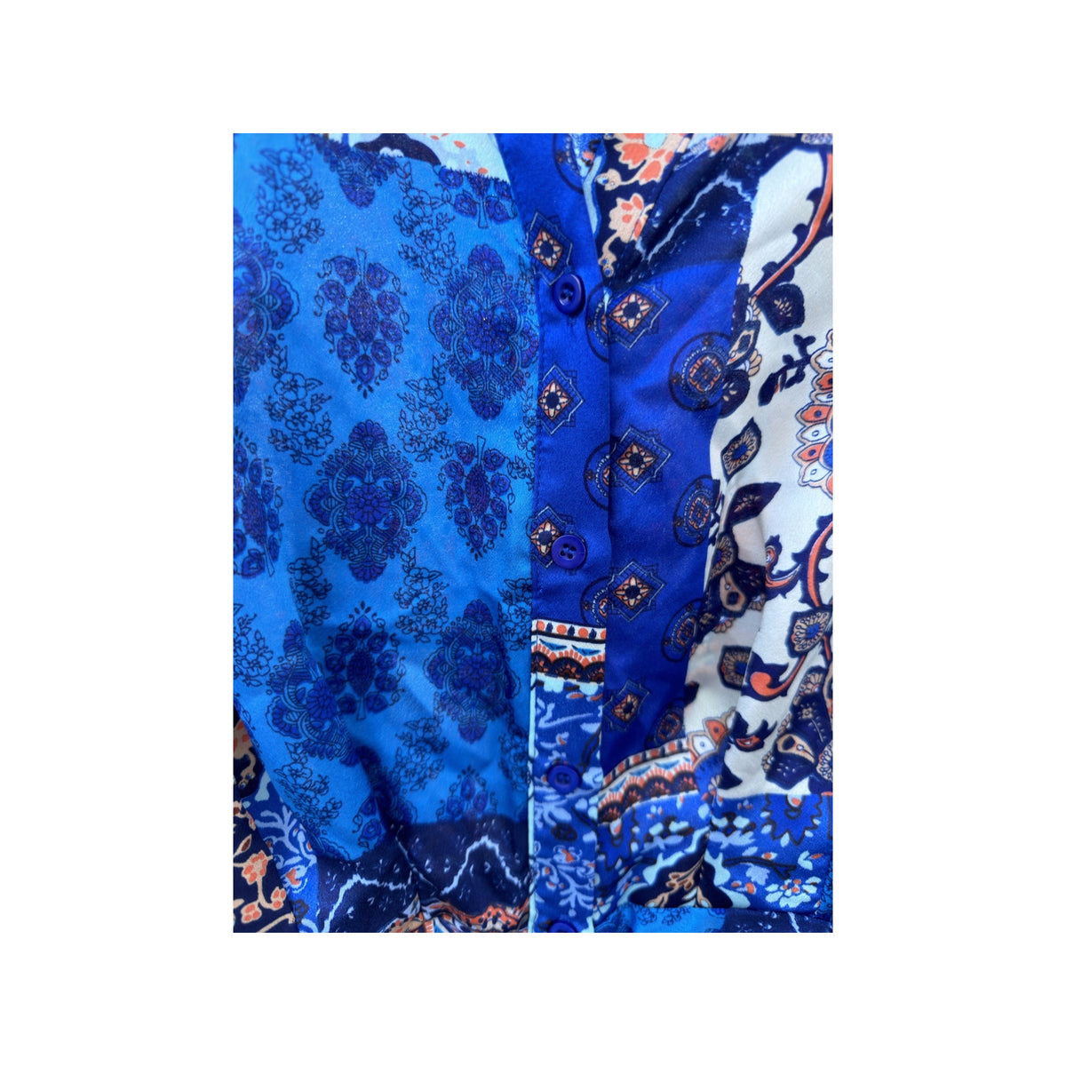 Blue Paisley Tie-Waist Midi Dress